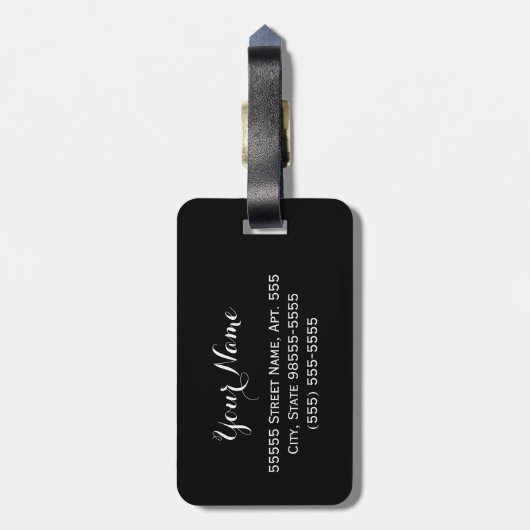 Chic Giraffe Print Aqua Blue Ribbon Bogen mit Name Gepäckanhänger (Rückseite vertikal)