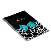 Chic Giraffe Print Aqua Blue Ribbon Bogen mit Name Notizblock (Rechte Seite)