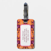 Chic girange-orange ikat tribal pattern monogram gepäckanhänger (Rückseite vertikal)