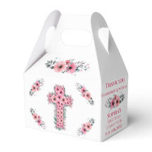 Chic Girl First Heilige Kommunion Rosa Blume Cross