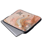 Chic Girl-Glitzer Monogramm Rosa Silbergold Laptopschutzhülle (Vorne Knopf)