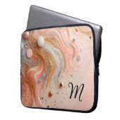 Chic Girl-Glitzer Monogramm Rosa Silbergold Laptopschutzhülle (Vorderseite Links)