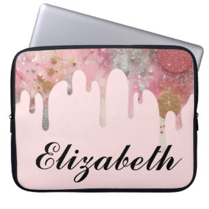 Chic Girl-Glitzer-Tropfen nennen rosa Silbergold Laptopschutzhülle