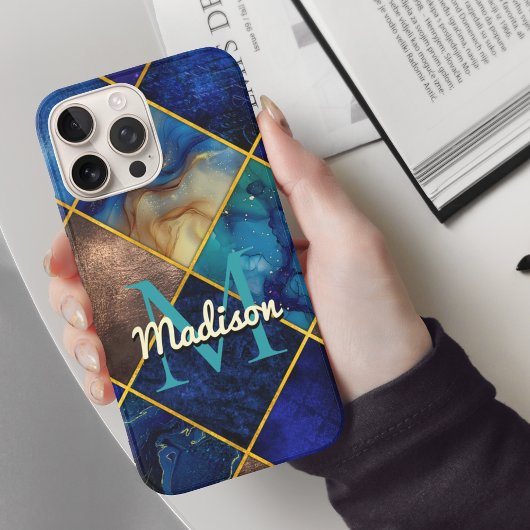 Chic Girl Imitate Glitzer gold blau geometrisch Case-Mate iPhone Hülle