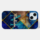 Chic Girl Imitate Glitzer gold blau geometrisch Case-Mate iPhone Hülle (Rückseite (Horizontal))