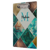 Chic Girl Imitate Glitzer Gold Türkis Geometric Klemmbrett (Links)