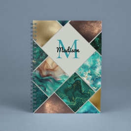 Chic Girl Imitate Glitzer Gold Türkis Geometric Notizblock