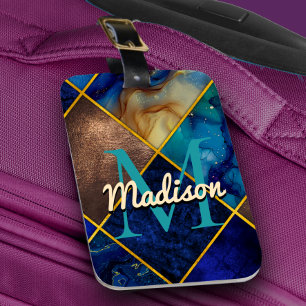 Chic Girl Imitate Glitzer goldblaues geometrisches Gepäckanhänger