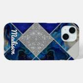 Chic Girl Imitate Glitzer silberblau geometrisch Case-Mate iPhone Hülle (Rückseite (Horizontal))