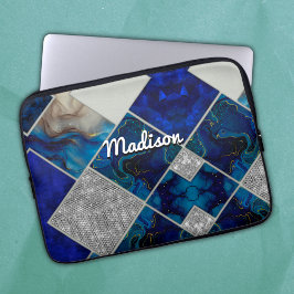 Chic Girl Imitate Glitzer silberblau geometrisch Laptopschutzhülle