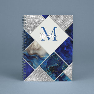 Chic Girl Imitate Glitzer silberblau geometrisch Notizblock