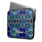 Chic Girl Imitate Glitzer Türkisblau geometrisch Laptopschutzhülle (Vorderseite Links)