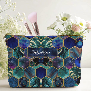 Chic Girl Imitate Glitzer Türkisblau geometrisch Zubehörtasche