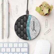 Chic Girl Imitate Silver Glitzer Schwarz aquamarin