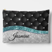 Chic Girl Imitate Silver Glitzer Schwarz aquamarin Zubehörtasche (Vorderseite)