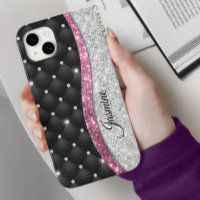 Chic Girl Imitate Silver Glitzer Schwarz Pink Mono
