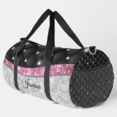Chic Girl Imitate Silver Glitzer Schwarz Pink Mono Duffle Bag (Rechte Ecke)