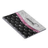 Chic Girl Imitate Silver Glitzer Schwarz Pink Mono Notizblock (Rechte Seite)