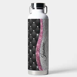 Chic Girl Imitate Silver Glitzer Schwarz Pink Mono Trinkflasche