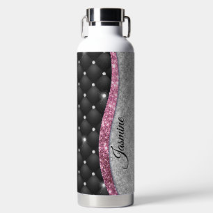 Chic Girl Imitate Silver Glitzer Schwarz Pink Mono Trinkflasche