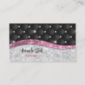 Chic Girl Imitate Silver Glitzer Schwarz Pink Mono Visitenkarte (Vorderseite)