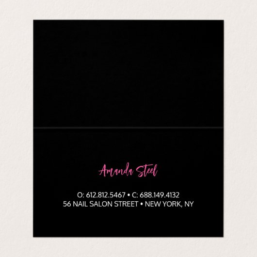 Chic Girl Imitate Silver Glitzer Schwarz Pink Mono Visitenkarten (Innenseite Aufgefaltet)