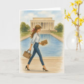 Chic Girl in Washington, DC Karte (Gelbe Blume)