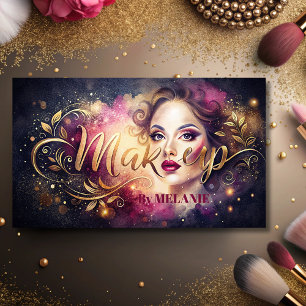 chic Girl Makeup Artist pink Modernes Gold Script Visitenkarte
