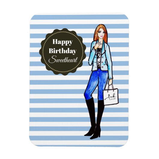 Chic Girl mit Denim Jacket und Trouses Fashion Magnet (Vertikal)