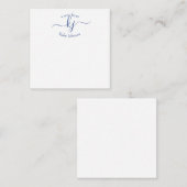Chic Girl Navy White 2 Monogram Name Note Card Mitteilungskarte (Vorne/Hinten)