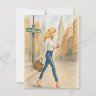 Chic Girl on Madison Ave in NYC Postkarte