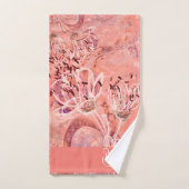 Chic Girl Peach Pink Blume Monogramm Badhandtuch Set (Handtuch)