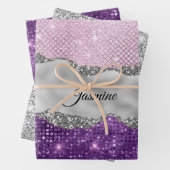 Chic Girl Silver Glitzer lila Geschenkpapier Set (Beispiel)