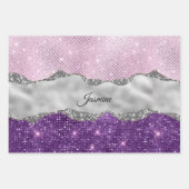 Chic Girl Silver Glitzer lila Geschenkpapier Set (Vorderseite)
