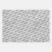 Chic Girl Silver Glitzer Schwarz Türkis Monogramm Geschenkpapier Set (Vorderseite 3)