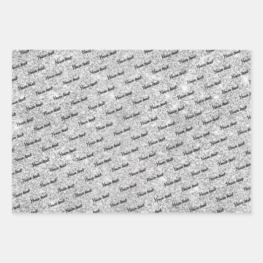 Chic Girl Silver Glitzer Schwarz Türkis Monogramm Geschenkpapier Set (Vorderseite 3)