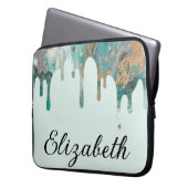 Chic Girl Tropfen Glitzer Name aquamarin silber Go Laptopschutzhülle (Vorderseite Links)