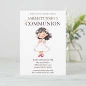 Chic Girls First Communion Einladung (Stehend Vorderseite)