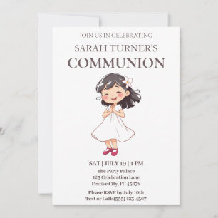 Chic Girls First Communion Einladung