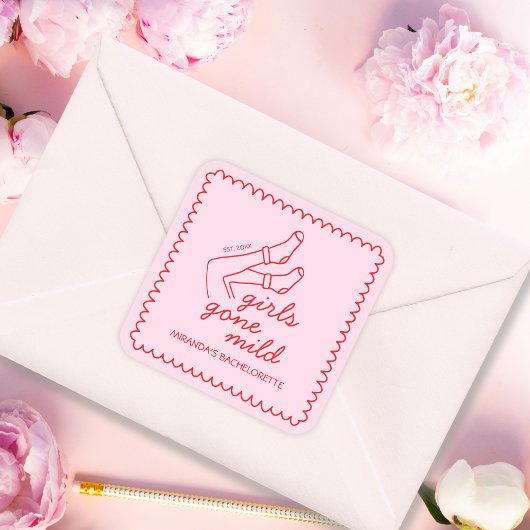 Chic Girls Gone Mild handgeschriebene Bachelorette Quadratischer Aufkleber