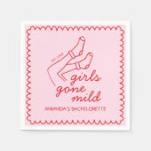 Chic Girls Gone Mild handgeschriebene Bachelorette Serviette (Vorderseite)