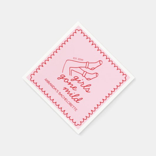 Chic Girls Gone Mild handgeschriebene Bachelorette Serviette (Ecke)