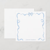 Chic Girly Baby Blue Bow Ribbon Frame Mitteilungskarte (Vorne/Hinten)
