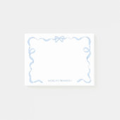 Chic Girly Baby Blue Bow Ribbon Frame Post-it Klebezettel (Vorderseite)