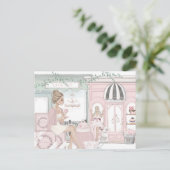 Chic Girly Best Friends French Bakery Postkarte (Stehend Vorderseite)