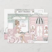 Chic Girly Best Friends French Bakery Postkarte (Vorne/Hinten)