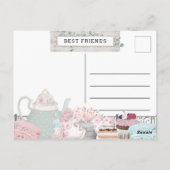 Chic Girly Best Friends French Bakery Postkarte (Rückseite)