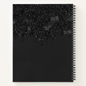 Chic Girly Black Glitzer Tropfens Monogram Sketchb Notizblock (Rückseite)