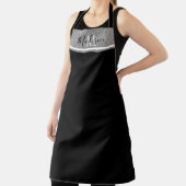 Chic Girly Black Silver Glitzer Monogramm Name Schürze (InSitu)