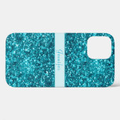 Chic Girly Blue Glitzer Name Design Case-Mate iPhone Hülle (Rückseite (Horizontal))